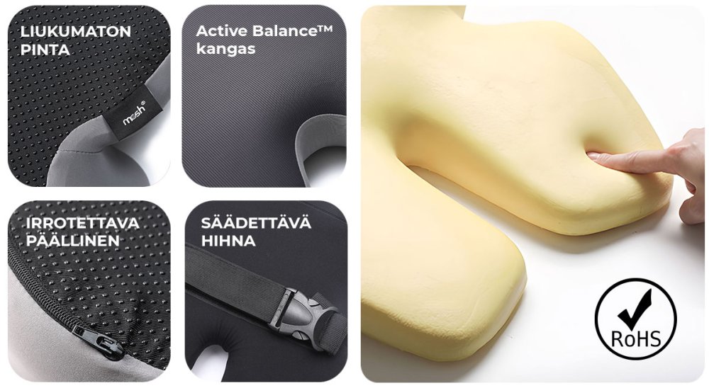 Sada MOSH ERGO2 Súprava podsedák B1X čierna/sivá + opierka H1X čierna/sivá