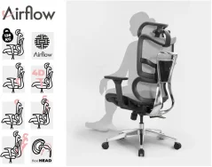 Ergonomická síťovaná kancelářská židle MOSH Airflow 690 – černo-bílá