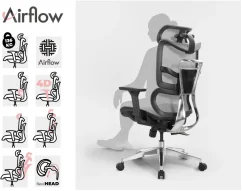 Ergonomická síťovaná kancelářská židle MOSH Airflow 690 – černo-bílá