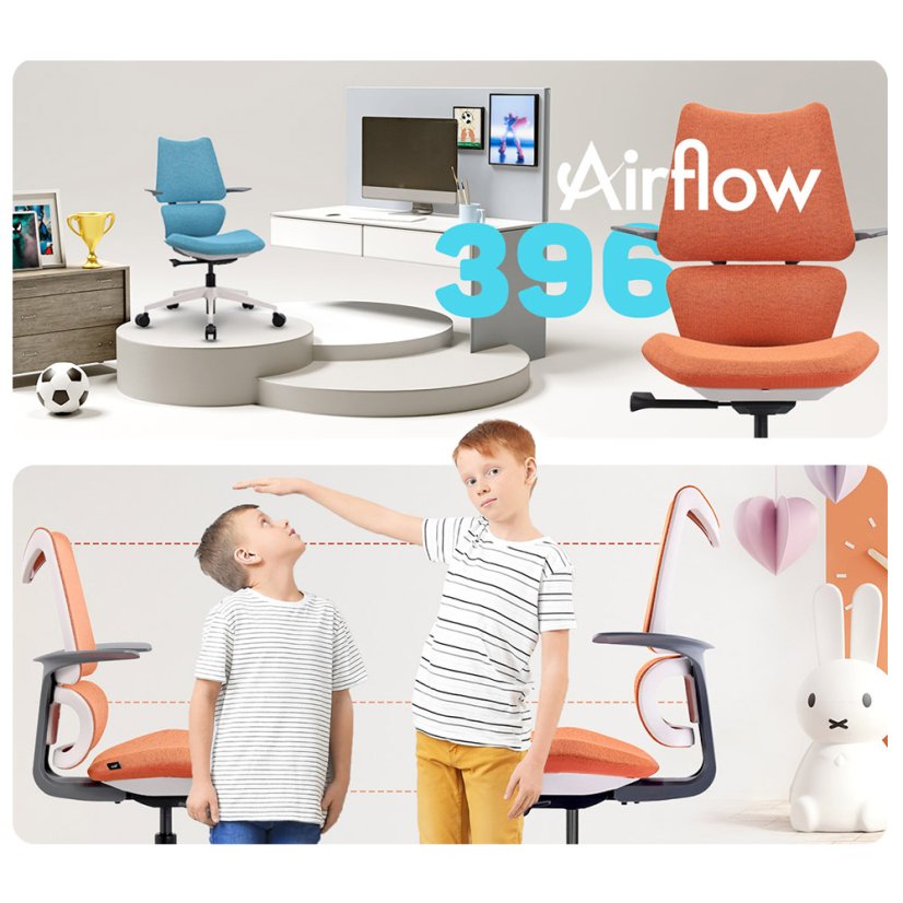 Ergonomická detská stolička MOSH Airflow 396 – sivá