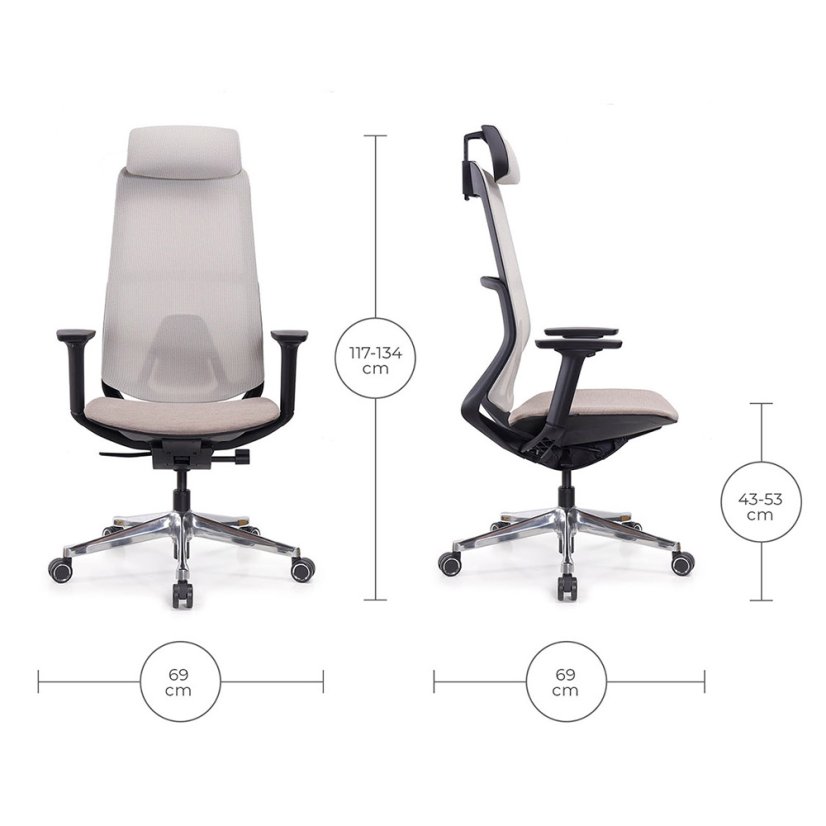 Ergonomická sieťovaná kancelárska stolička MOSH Airflow 406 – béžová