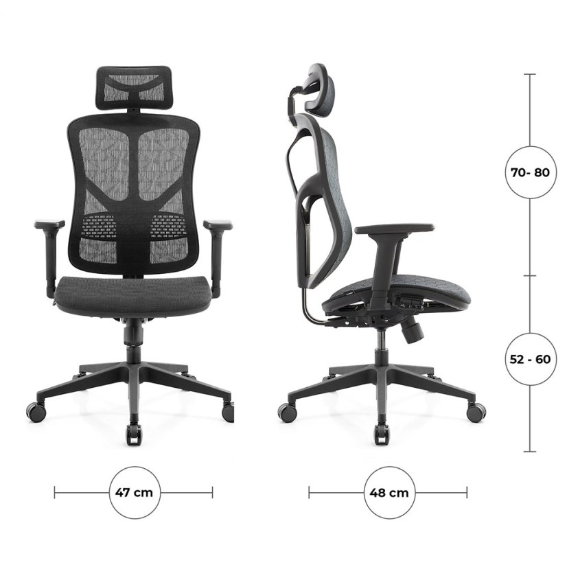 Ergonomická sieťovaná kancelárska stolička MOSH Airflow 521 – čierna