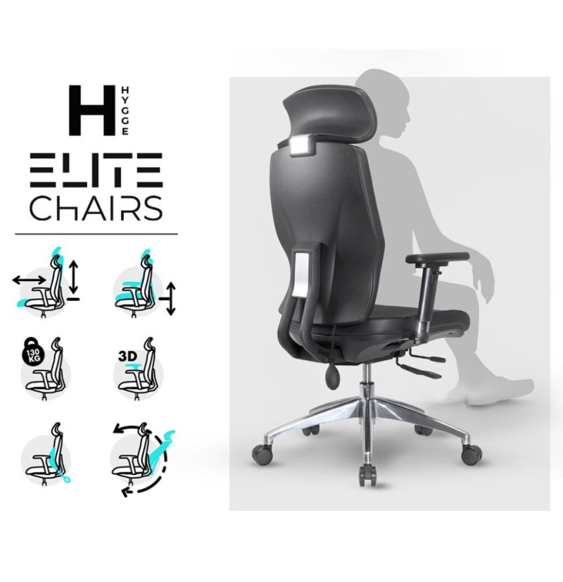 Ergonomická kancelárska stolička MOSH Elite H –  čierna