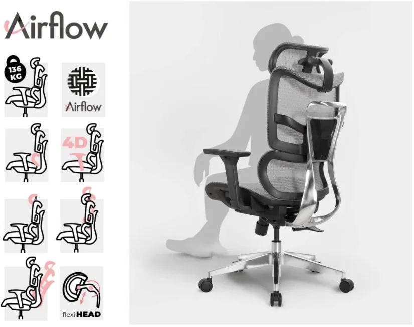 Síťované ergonomické kancelářské židle MOSH Airflow