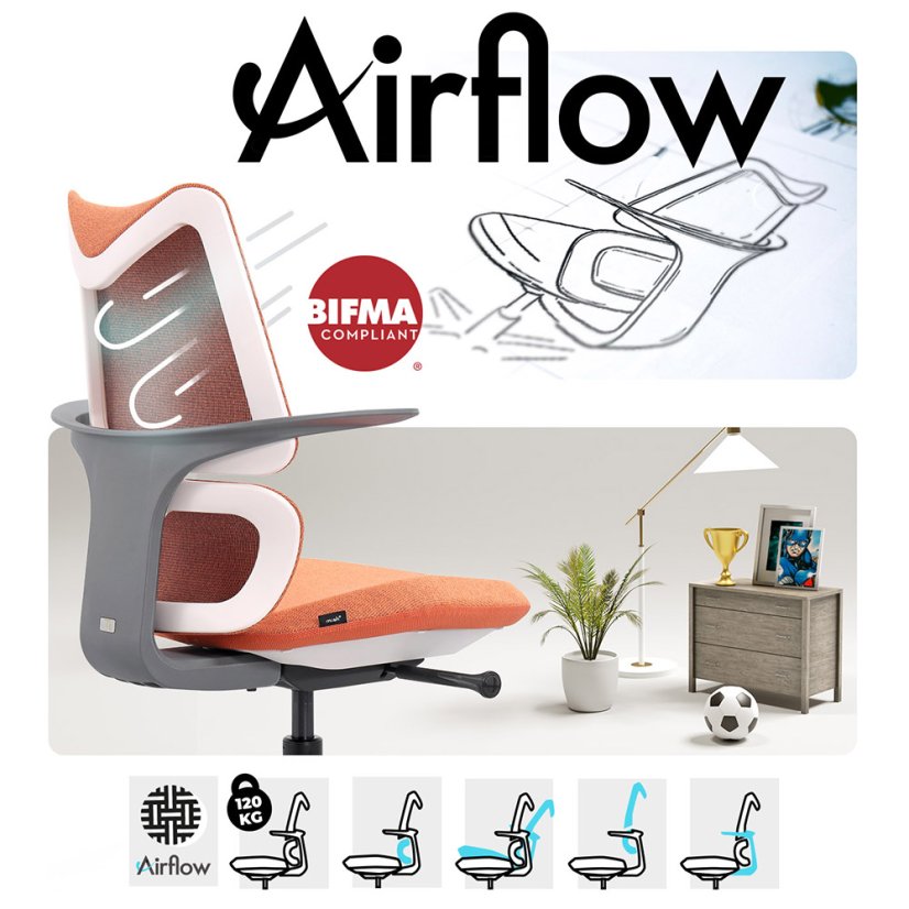 Ergonomická detská stolička MOSH Airflow 396 – sivá