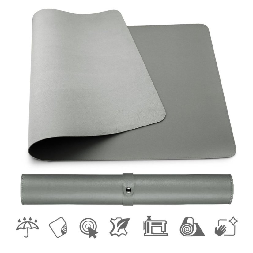 Podložka pod myš a klávesnicu MOSH eco koža, tmavosivá, 90 x 45 cm - Veľkosť: Large (90 x 45 cm)