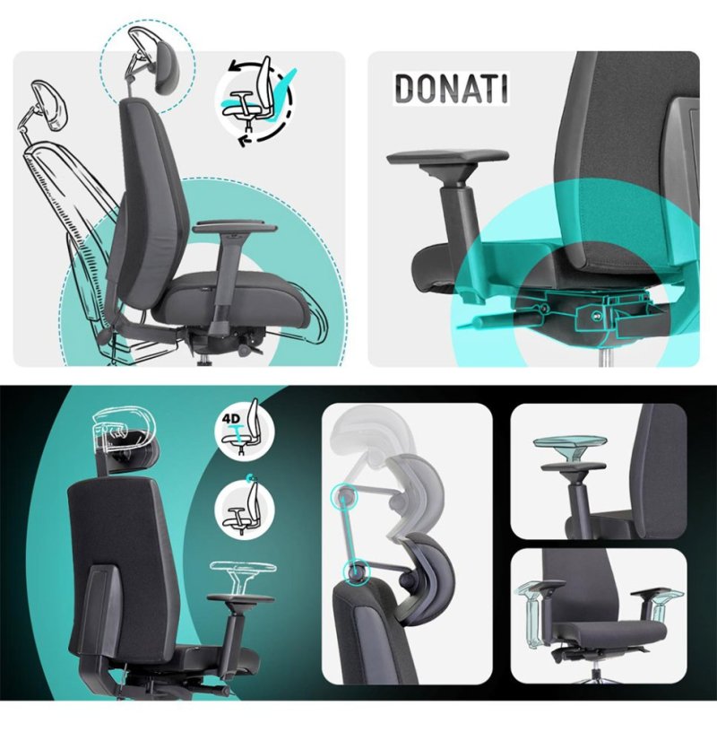 Ergonomická kancelárska stolička MOSH Elite T3 Pro čierna