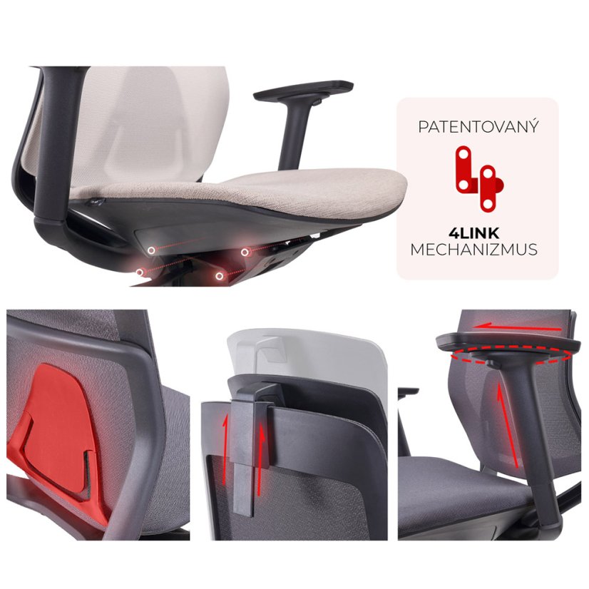Ergonomická síťovaná kancelářská židle MOSH Airflow 406 – černá