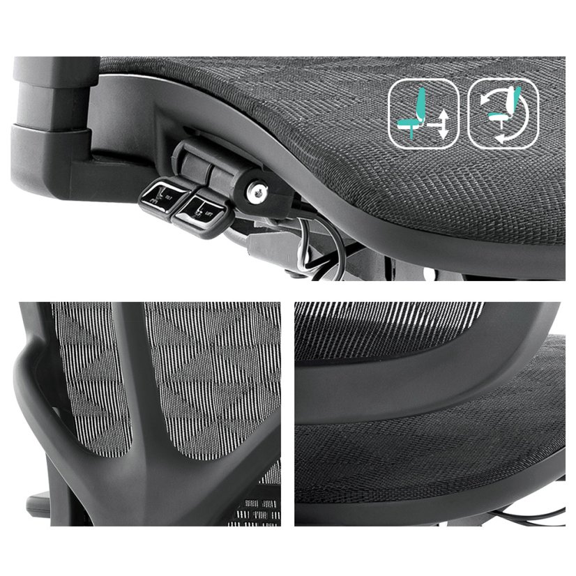 Ergonomická sieťovaná kancelárska stolička MOSH Airflow 521 – čierna