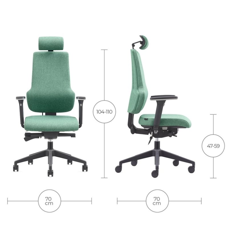 Ergonomická kancelářská židle MOSH Elite F – zelená