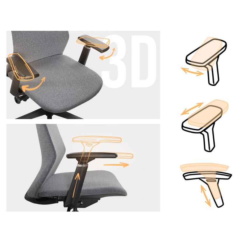 Ergonomická kancelárska stolička MOSH Airflow 502 - šedá