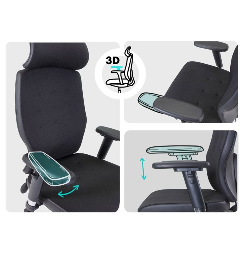 Ergonomická kancelárska stolička MOSH Elite H –  čierna