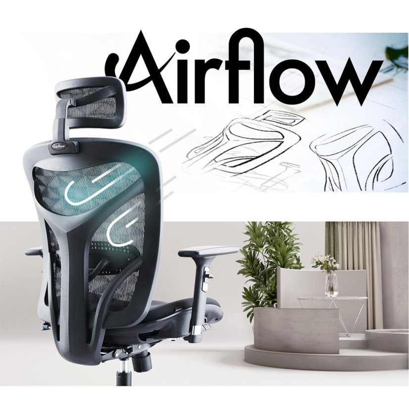 Ergonomická kancelárska stolička MOSH Airflow 601 – čierna