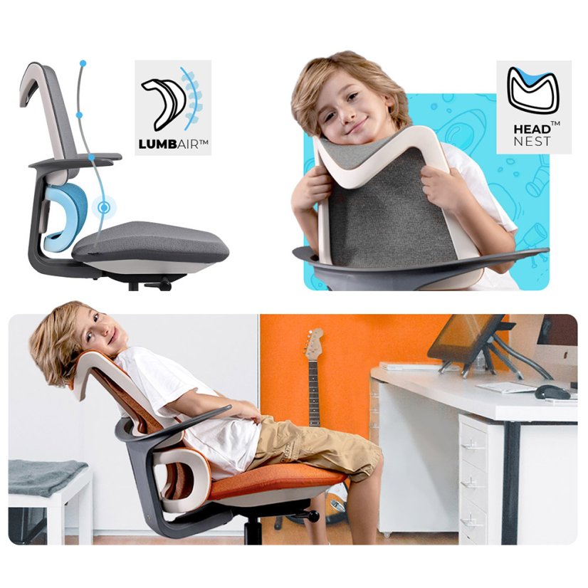 Ergonomická detská stolička MOSH Airflow 396 – sivá