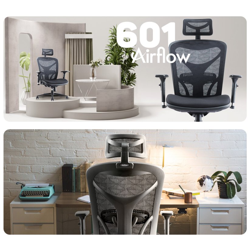 Ergonomická kancelárska stolička MOSH Airflow 601 – čierna