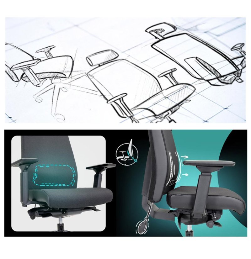 Ergonomická kancelárska stolička MOSH Elite T3 Pro čierna