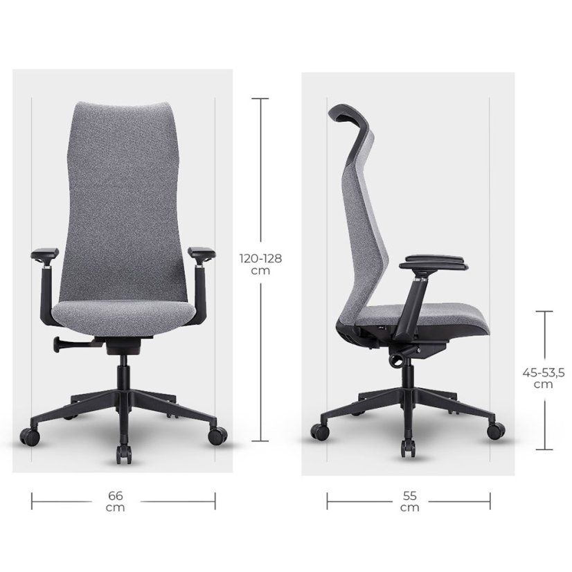 Ergonomická kancelárska stolička MOSH Airflow 502 - šedá