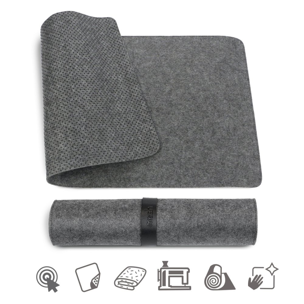 Podložka pod myš a klávesnici MOSH plstěná, tmavě šedá, M,L Medium (70 x 35 cm)
