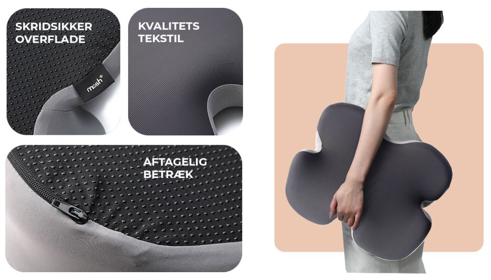Podložka na stoličku MOSH ERGO2 B1X, čierna/bledosivá
