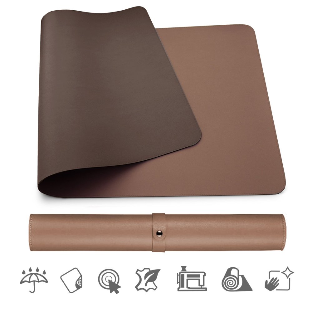 Oboustranná podložka pod myš a klávesnici MOSH kožená, tmavě hnědá/bledě hnědá, 70 x 35 cm Medium (70 x 35 cm)